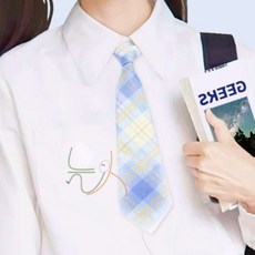 늘넷 체크 넥타이 스카이 여아넥타이