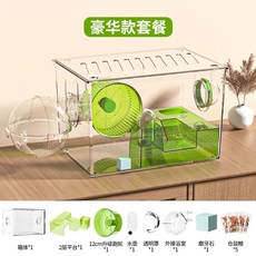 피그미다람쥐사육장 아크릴 햄스터 케이지 오렌지1단기본패키지, 1개, C. 그린 싱글 레이어디럭스 버전