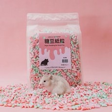 3隻貓 勞叔糖豆紙粒倉鼠墊料 小動物墊料 紙粒 低粉塵 舒壓 造景 倉鼠用品, 1個, 泡泡糖
