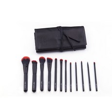 黑管黑桿刷具12入組 紅刷毛 彩妝刷具套裝 專業化妝刷 刷具組, 1個, 黑管黑桿