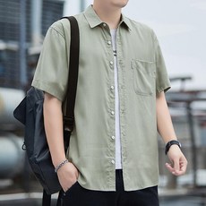 襯衫男短袖透氣襯衫商務休閒短袖上衣男寬鬆翻領上衣夏季大尺碼外搭短袖襯衫上班通勤襯衫外套免燙耐磨男裝衣服工作排汗防曬襯衫8601襯衫