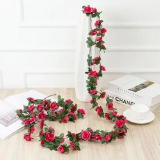 2.5M 장미 인공 꽃 화환 모란 덩굴 웨딩 홈 룸 장식 용수철 가을 정원 아치 DIY, [07] spring rose red