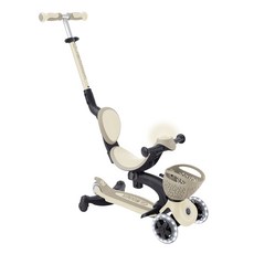 GLOBBER GO‧UP 360度多功能滑板車，白色發光前輪，兒童滑板車，360度轉彎, 燕麥奶茶色, 1個