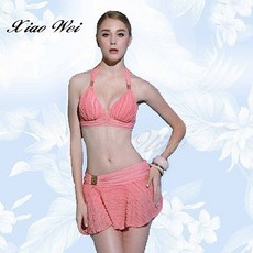 小薇的店 名人品牌 氣質女神風格 時尚二件式比基尼泳裝 (M-L) 海灘泳衣, 粉L