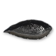 흑스톤 업소용멜라민 식기 돌무늬나뭇잎접시(대) (DS-6883), 1개