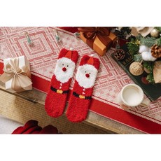 【熱銷Top1-限時下殺】【桃園出貨】超多款聖誕襪 不掉毛珊瑚絨襪 加厚保暖圣誕睡眠襪 卡通半邊絨地板襪 女襪 聖誕節襪, 胡子老人, 1個