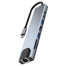 台中現貨 八合一Type-C集線器 HDMI投影 讀卡機 PD充電 適用MacBook 筆電 平板, 八合一