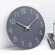 클래식 우드 무소음 벽시계 거실 카페 인테리어 아날로그 벽걸이 시계, 그레이