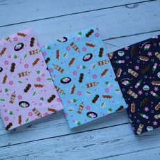 【糰子柴柴】書衣 書套 可調式布書衣 秋葉手作 可愛柴犬造型, 1個, 淺藍色,A6