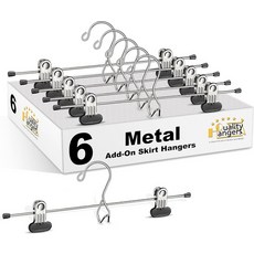 6 퀄리티 팬츠 행거 헤비 듀티 애드온 스커트슬랙 메탈 엑스트라 와이드 조절 클립 멀티 스태커블 크롬 청바지 하의 6종 세트