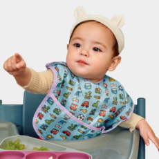 오우아스튜디오 방수 포켓 턱받이 신생아 아기 외출용 휴대용 이유식턱받이, 1개, 1개입, 이지 타입 블루