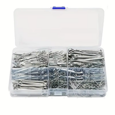 175개 다양한 규격 은색 스플릿 콧터핀 아연도금 강철 하드케이스 보관 DIY 및 공사용 고정부품, 1세트