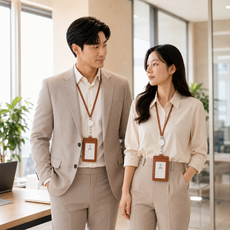 교통카드 릴 네임텍 출입증 목걸이, 브라운, 2개