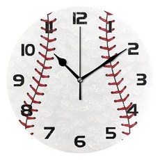 미식 축구장 벽시계 조용한 똑딱 거림 없음 스포츠 24.1cm(9.5인치) 원형 벽시계 배터리 작동 시계 장식 남아 방 가정 벽 욕실 주방 침실 거실 사무실 교실 파티오, 야구
