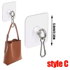 1/10x 벽걸이 나사 고리 수건 가방 걸이용 홀더 무타공 걸이용 랜턴 및 장식용 고리 투명 천장 걸이, 02 1PC, 01 Style B(With buckle)