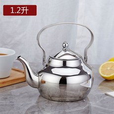 妃雪森 不鏽鋼加厚提壺大容量茶水壺 燒水家用餐廳玲瓏功夫茶壺 電磁爐適用, 1個, 1.2升本色無濾網