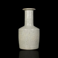 博古珍藏 清乾隆哥窯牙白釉紙槌瓶 早期收藏老件花瓶瓷器