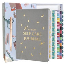 MY DAILY SELF CARE JOURNAL 禮盒套裝 A5布面日記本, 1個, 星星款禮盒,粉色
