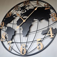 더웨스트 60cm 빈티지 대형 세계지도 벽시계 무소음 빈티지 인테리어
