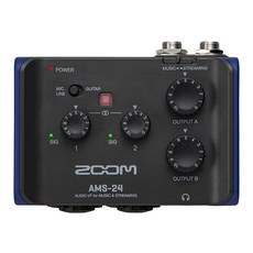 [미국수입정품] 줌 Zoom AMS-24 USB 오디오 인터페이스 입력 2개 출력 4개 루프백 직접 모니터링 버스 전원 PC 맥 iOS 및 안드로이드에서 녹음 스
