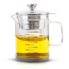 베이컨 기름 견과류 우유 두유 차 잔여물 및 다용도 스트레인 미세 메쉬 스트레인이 포함된 압도다르 50단위온스 유리 오일 용기 1.5리터, 1.5L