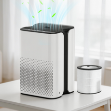 SOTCAR 공기청정기 360도 저소음 가정용 원룸 소형 공기청정기 미니 실내 담배 연기 흡입기 미세먼지, 화이트, KJ7