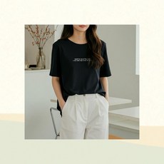 라운드티 레터링 코튼혼방 루즈핏 데일리룩 반팔형 여성용