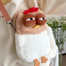 귀여운 풀린눈 미니 꼬꼬닭 크로스백 플러시 친구선물 쓸모없는 웃긴 가방 졸린 닭 가방 초등