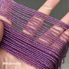 천연 2mm 3mm 3A 브라질 퍼플 가넷 컷팅 라운드 비즈 반짝이는 스톤 쥬얼리 제작 DIY 팔찌 목걸이 스트랜드 여성용, 2mm 207beads, 1 strand, 1개