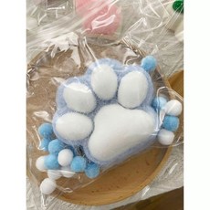 초대형 고양이 발바닥 실리콘 DIY 타바 스퀴시, 1개, D. 대형 블루 플러시 고양이 발 약 CM