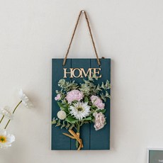 집들이선물 벽 장식품 조화 꽃다발 매달린 벽 장식 작약국화, 퍼플 카네이션/바닐라