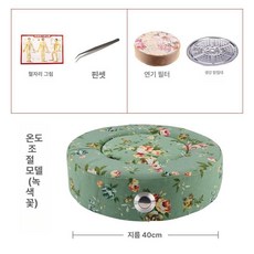 에비노 쑥좌훈기 온열 좌욕 좌욕기 온열방석 찜질기, 그린플라워패턴 온도조절 + 연기필터 핀셋, 1개, 기본 색상