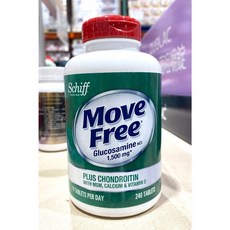 Move Free 葡萄糖胺 軟骨素 1500mg+MSM 維生素D 240錠, 1個, 貨運宅配