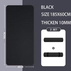프리미엄 요가 매트 매우 두꺼운 미끄럼 방지 맨발 운동 스트레칭 유산소 또는 가정 모든 바닥에 적합, 04 185x60x1cm Black