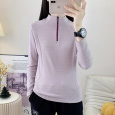 女款秋冬抓絨半拉鏈長袖衛衣 戶外運動保暖立領上衣