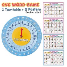 CVC單詞遊戲圓轉盤玩具教具, 1個