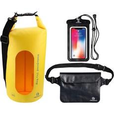프리그레이스 방수 드라이백 세트 블랙 35L, 5L, 창문, 노란색