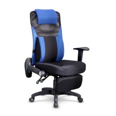 LOGIS 台灣製 坐臥兩用電腦椅 人體工學辦公椅 電競椅 書桌椅 附腳踏板, 藍色