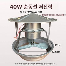 굴뚝 배기팬 배출기 흡연 벤츄레이터 연통 화목난로, 40W 12.5-17cm
