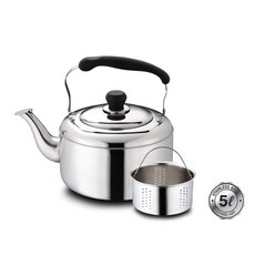 스텐레스 휘슬 차망 주전자 5L 한방형 세척편리 리빙아트, 차망포함, 1개