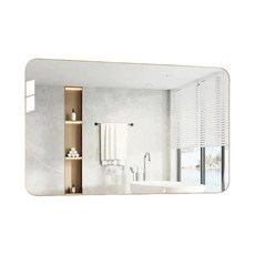 簡約無框浴室鏡 高清防霧安全圓角設計 多尺寸可選 提升浴室質感, 砂紋金