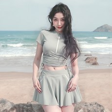 女子保守分體泳衣 顯瘦遮肚防曬溫泉泳裝
