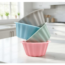 푸딩계란찜 파미레 실리콘 머핀빵틀 계란찜 모양틀 4P, 2개