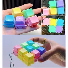 9구 파스텔 조립식 딸깍이 키링 1개 파스텔 딸깍이 키링 블럭 딸깍이 블록 딸깍이 키보드 테트리스 피젯 딸깍이 키캡