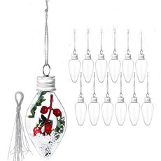 투명 플라스틱 전구 모양 벽걸이 장식품 12개 - 채울 수 있는 DIY 전구 스크류 오프 캡과 로프 포함 크리스마스 트리 웨딩 파티 홈 데코용 295238