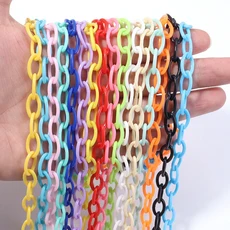 5pcs 50cm 플라스틱 링크 체인 쥬얼리에 대한 다채로운 확장 만들기 DIY 목걸이 팔찌 전화 키 액세서리, 08 Blue