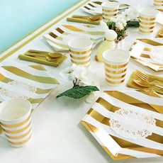 스트라이프 6인용 테이블세트(골드)