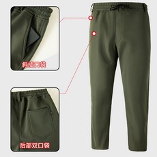 男款工作服套裝 加絨加厚防水防寒保暖, 1個, 鬆緊腰軍綠加絨褲子 防風防潑水 ,180 140-160斤