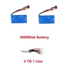 124007 10024 80KM/H 브러시리스 원격 제어 RC 자동차 7.4V 2200mAh&4000Mah 배터리, 02 2000Mah Batteryx2