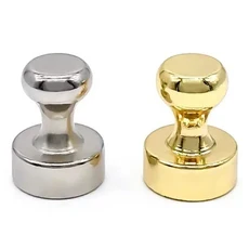 2PC 냉장고 자석 마그네틱 푸시 핀 N52 네오디뮴 화이트 보드 주방용 엄지 압정 빨판, 02 C Silvery Golden 2PC